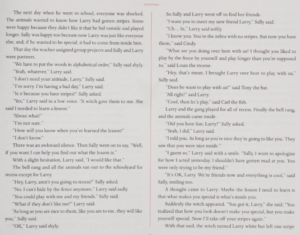 Page 3: The witch gives Larry his magical stripes