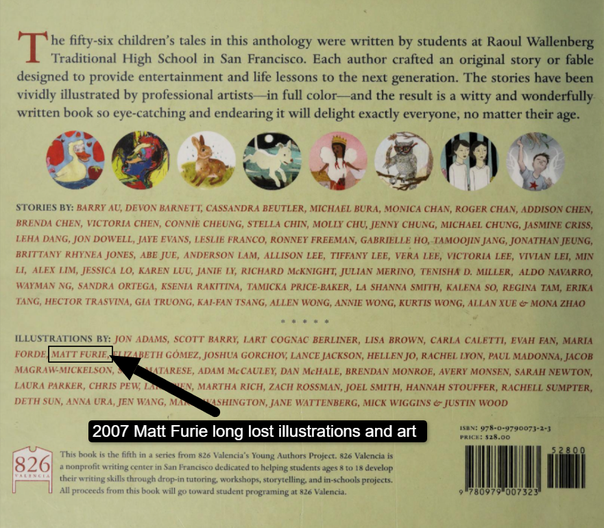 Back of the original children's book showing Matt Furie as illustrator
