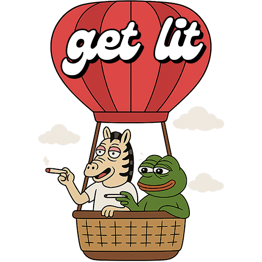 get lit - Larry and Pepe in hot air balloon