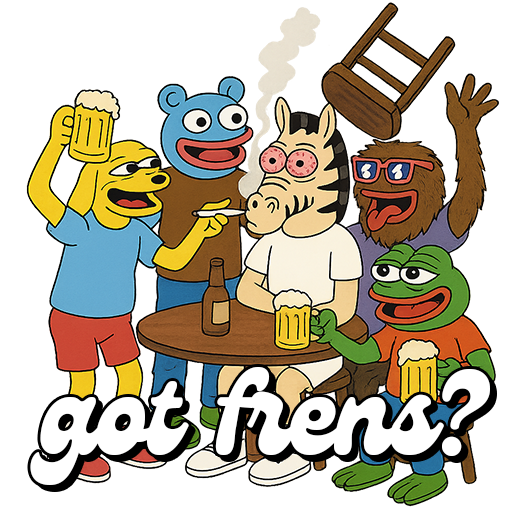 got frens - Larry with meme friends drinking