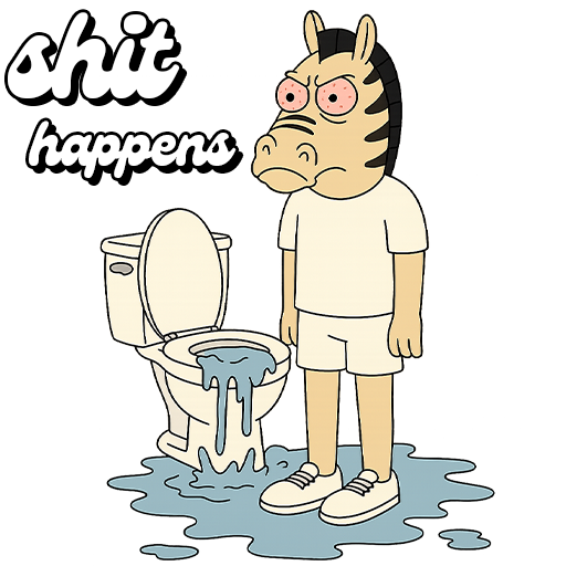 shit happens - Larry with overflowing toilet